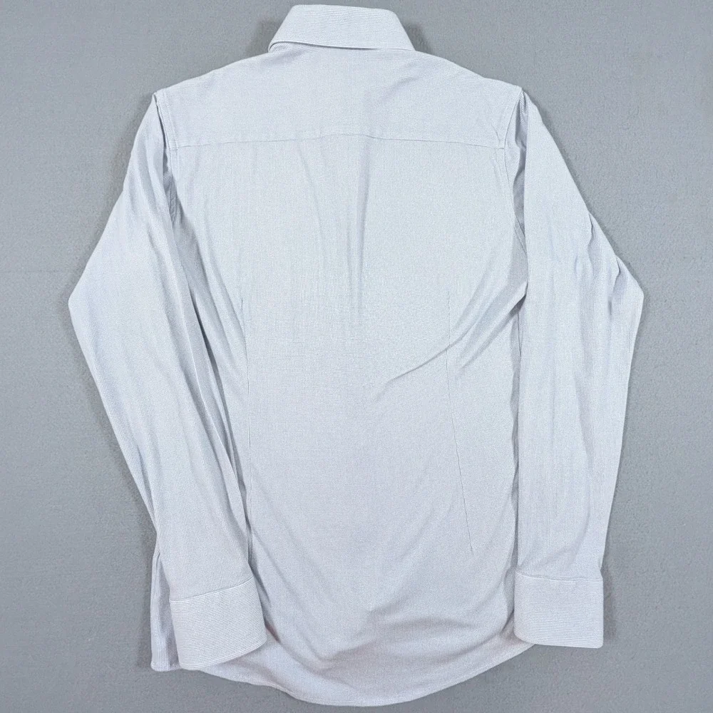 Eton Dress Shirt Mens 38 15 Slim Fit Light Blue Micro Pattern Long Sleeve